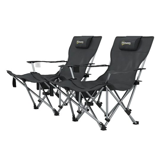 Комплект стульев для кемпинга Outsunny 2, стул для рыбалки, 120 кг, черный